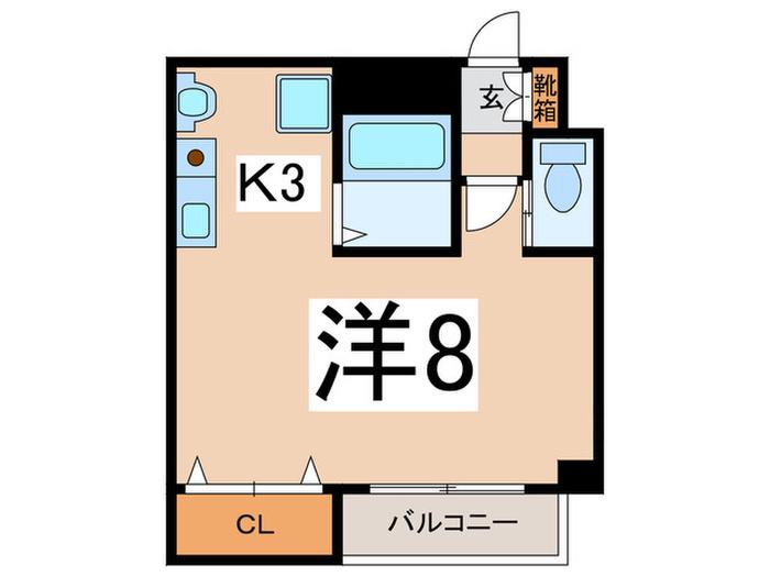アヴニール・グレイス(1K/2階)の間取り写真