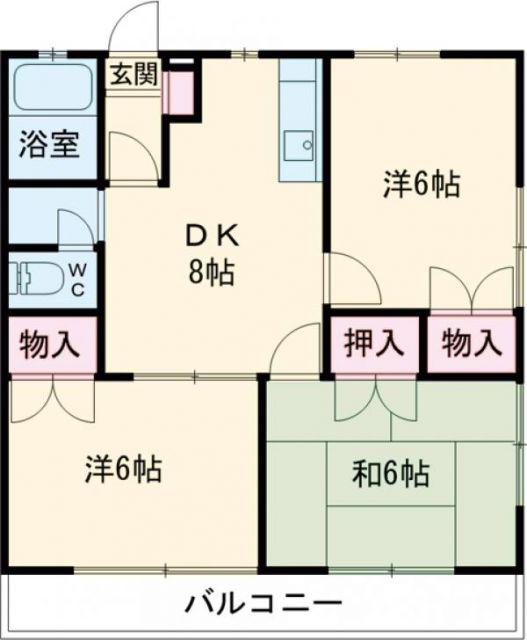 エステートピア二色の浜(3DK/2階)の間取り写真