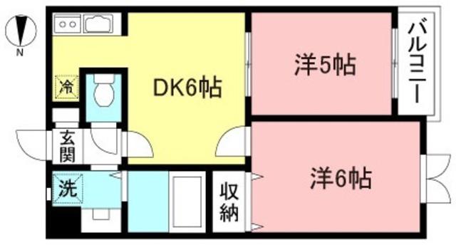 グリーンヴィラロカ(2DK/2階)の間取り写真