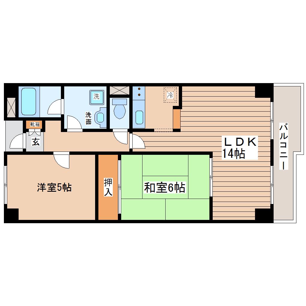 グランパークス八乙女(2LDK/3階)の間取り写真