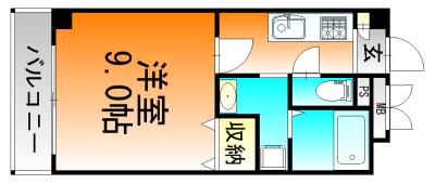ルミナスライフ(1K/4階)の間取り写真