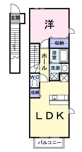 セイバリーII(1LDK/2階)の間取り写真
