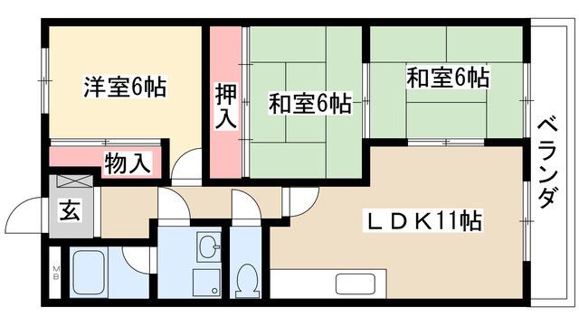 藤が丘第二ホフマンション(3LDK/2階)の間取り写真