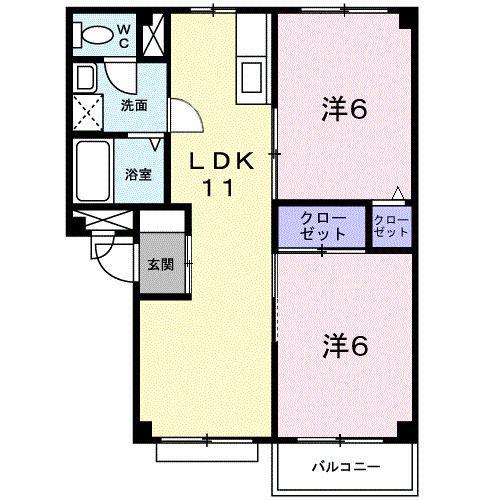 パロス壱番館(2LDK/2階)の間取り写真