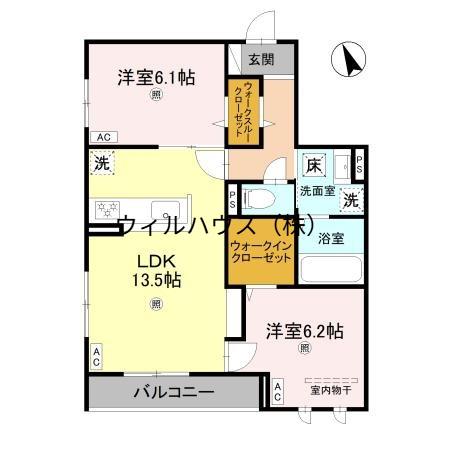 パサログランデ浜寺諏訪森3(2LDK/3階)の間取り写真