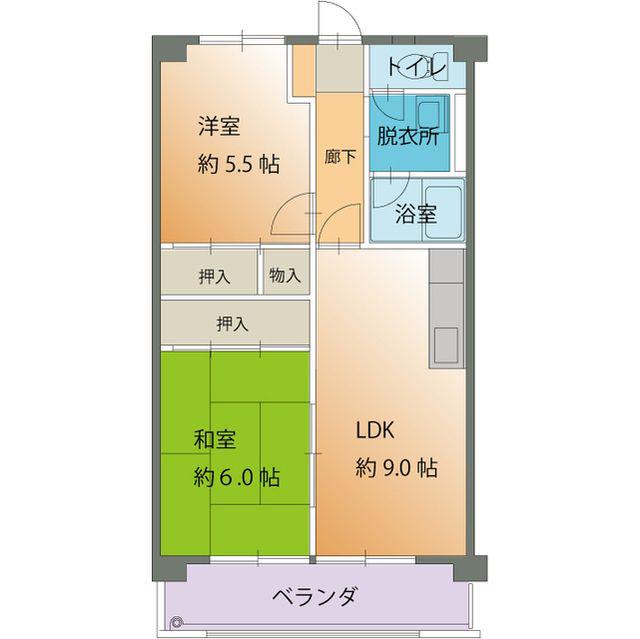 ベーシックマンション(2DK/1階)の間取り写真