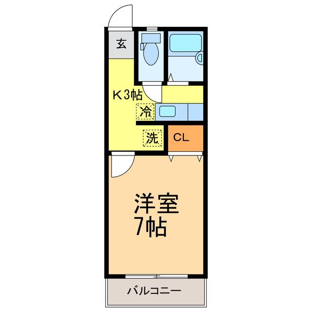 サンライズWATANABE(1K/2階)の間取り写真