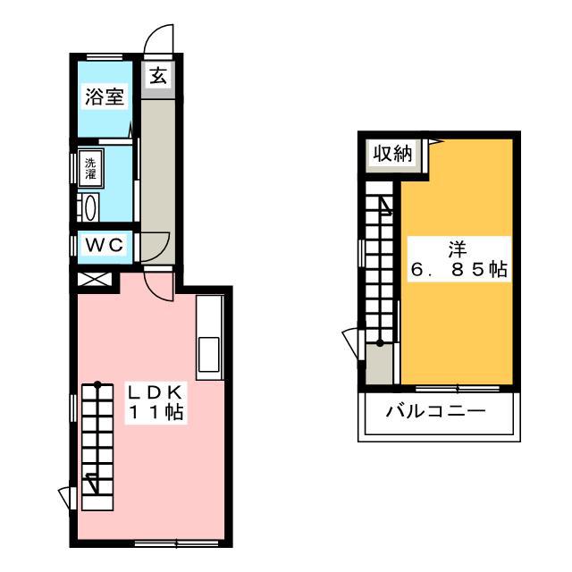 ノーヴァ(1LDK/1階)の間取り写真