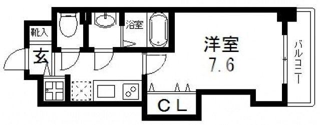 LUXE玉造II(1K/3階)の間取り写真
