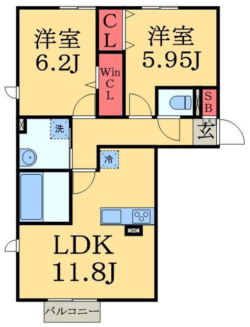 ファミールハイムB棟(2LDK/3階)の間取り写真