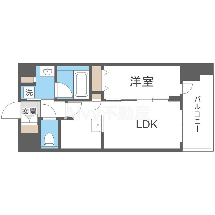 スプランディッド難波キャトル(1LDK/3階)の間取り写真
