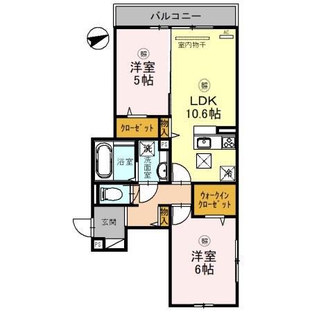 D-ROOM北斎(2LDK/2階)の間取り写真