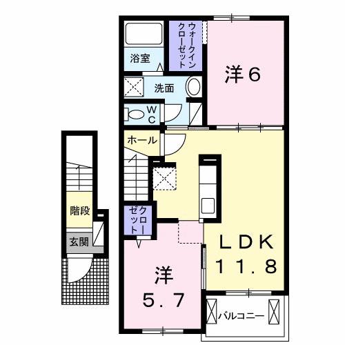 アルドール アサヒ II(2LDK/2階)の間取り写真