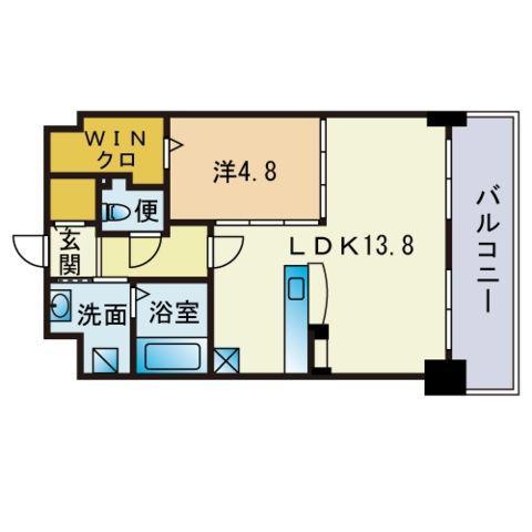 オータムレーベンⅡ(1LDK/5階)の間取り写真