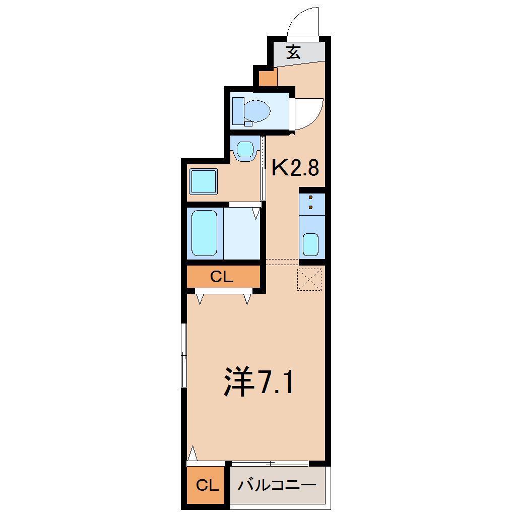 スカイヒルズC(1K/1階)の間取り写真