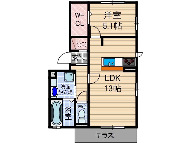 シリウス(1LDK/2階)の間取り写真