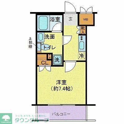 エクセリア溝ノ口(1K/1階)の間取り写真