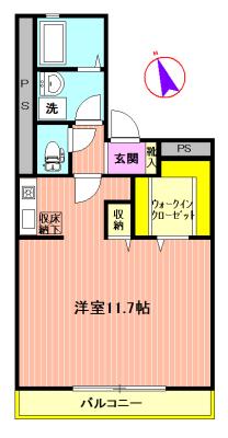 ジョイステージ(ワンルーム/1階)の間取り写真