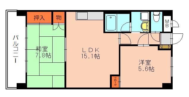 ルミエールI(2LDK/2階)の間取り写真