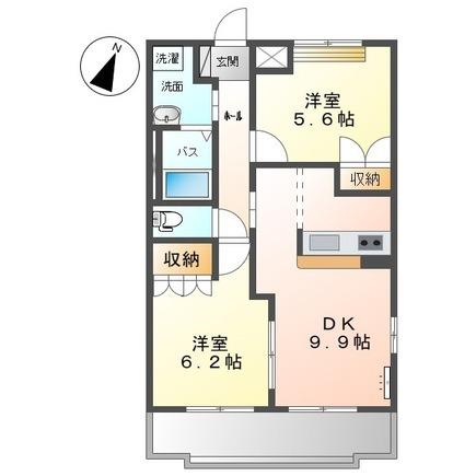 レイ・スプリングII(2LDK/1階)の間取り写真