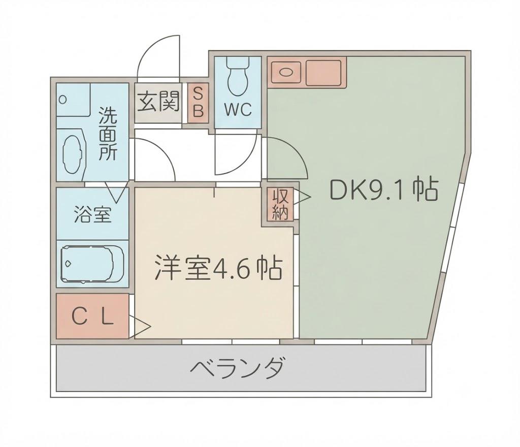 セブンオークス(1DK/3階)の間取り写真