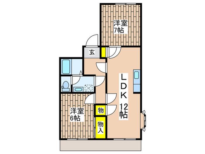 サニーヒル石名坂(2LDK/1階)の間取り写真