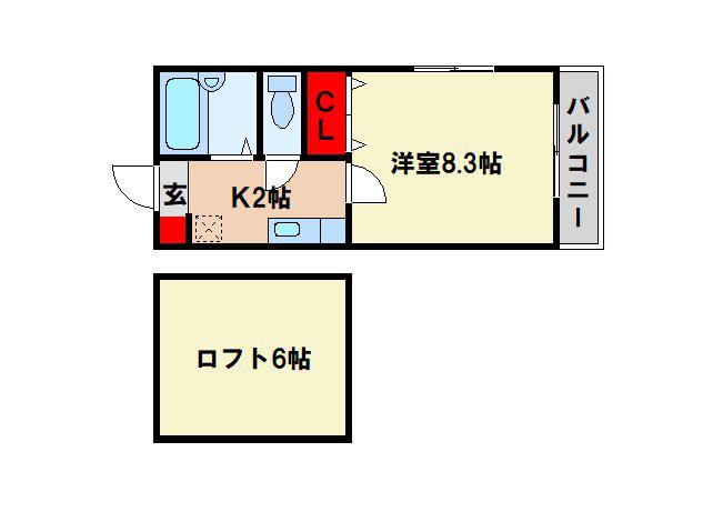 LA・VIENTO二日市(1K/2階)の間取り写真