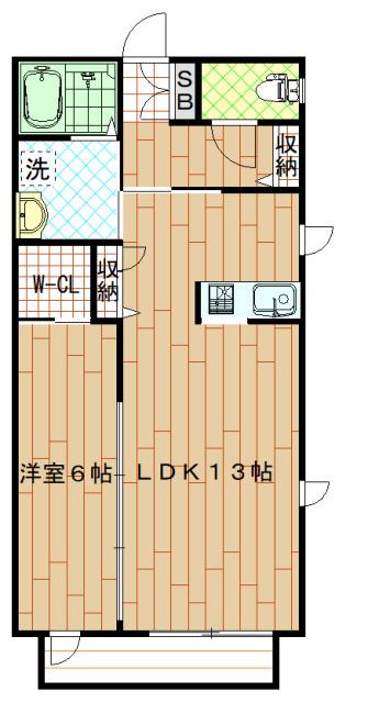 プルミエ・フルールII(1LDK/1階)の間取り写真