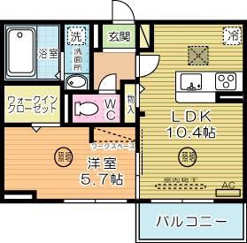 D-ROOM柳町(1LDK/2階)の間取り写真