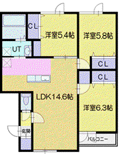 ノルフィーノアレックスII(3LDK/2階)の間取り写真