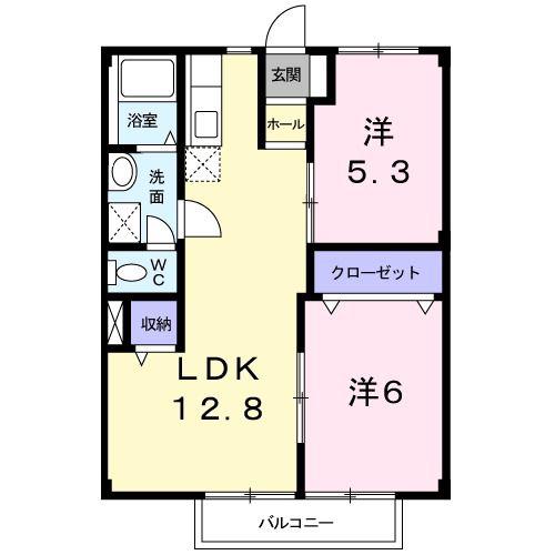 アーバンヒルズI(2LDK/2階)の間取り写真