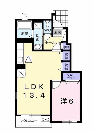 ベルグランドヴィラD(1LDK/1階)の間取り写真
