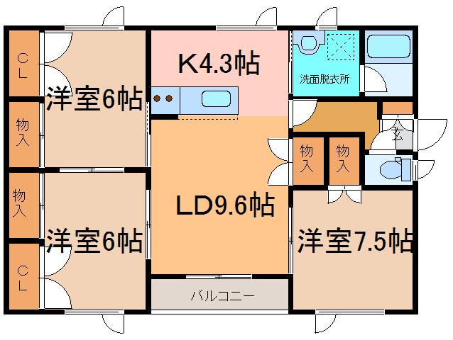 フリーダムA・B(3LDK/2階)の間取り写真