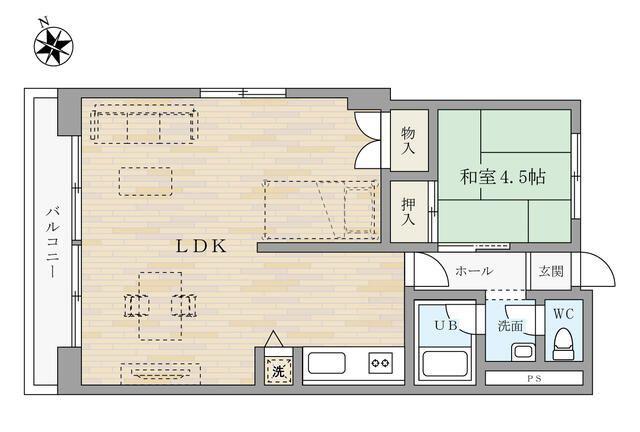 ニュー玉川マンション(1LDK/5階)の間取り写真