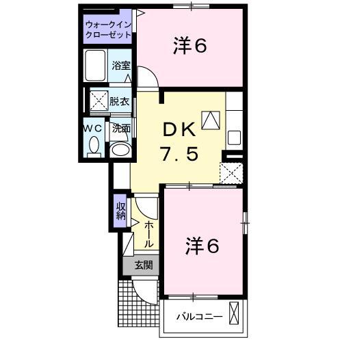 サニースポットV(2DK/1階)の間取り写真