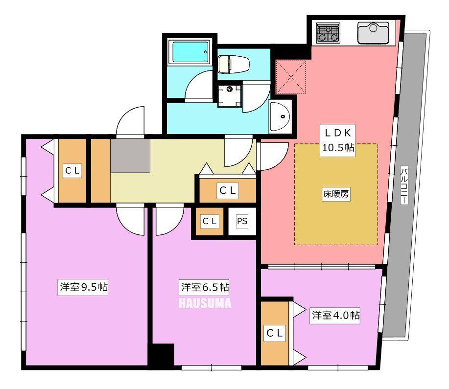 美富士マンション(3LDK/8階)の間取り写真