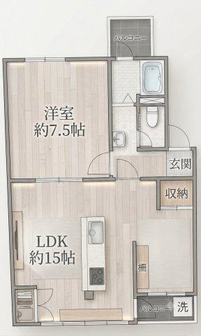 五位ノ池南ビル(1LDK/4階)の間取り写真