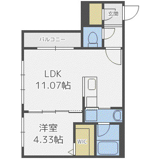 CREA中の島(1LDK/2階)の間取り写真