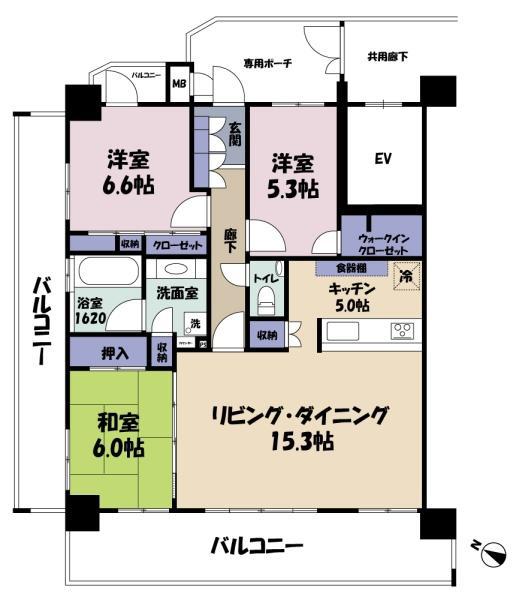 ミオカステーロつくば竹園2丁目(3LDK/5階)の間取り写真