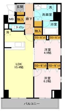 GRAN COURT YONO(2LDK/5階)の間取り写真