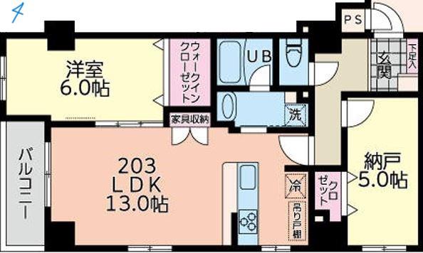 GRANDWILL横浜南太田(2LDK/2階)の間取り写真