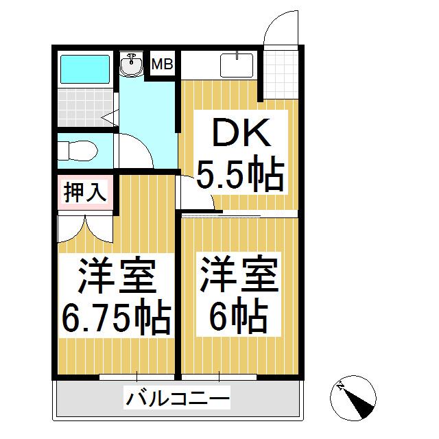 タニケンハイツ(2K/2階)の間取り写真