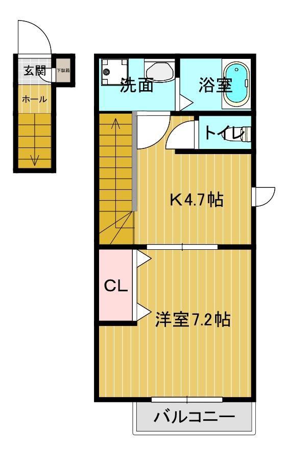 SHANTI COREB(1K/2階)の間取り写真