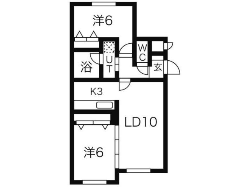 キューブ平岸3・5(2LDK/2階)の間取り写真