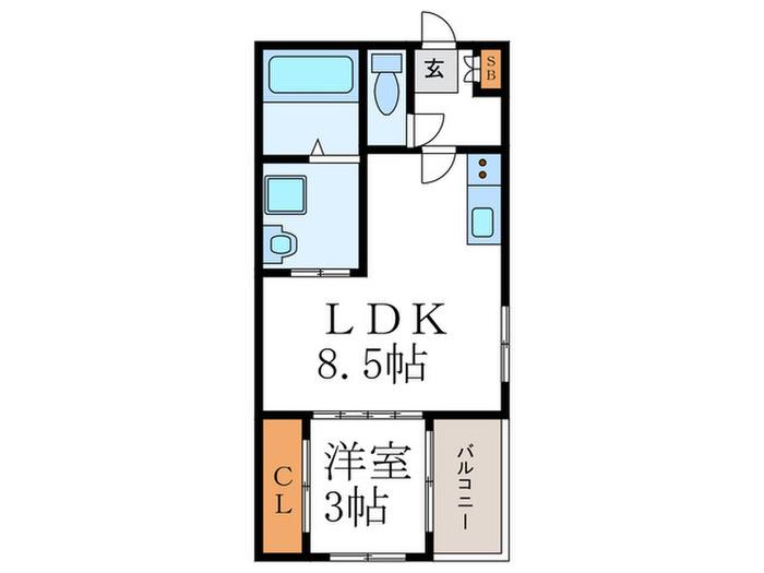 HUBI CORE 西京極(1LDK/1階)の間取り写真