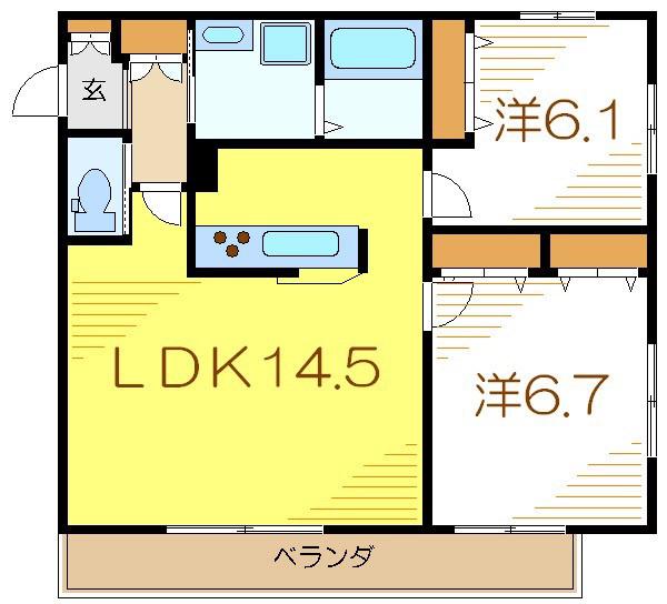 ME PASEO(2LDK/2階)の間取り写真