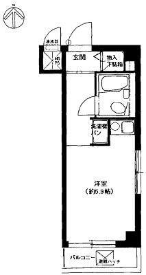 ライオンズマンション八王子第2(ワンルーム/9階)の間取り写真