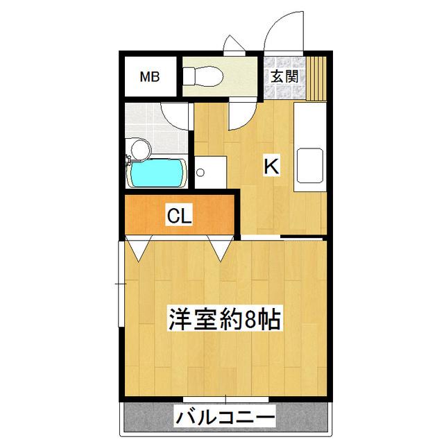 第2サンライズ(1K/2階)の間取り写真