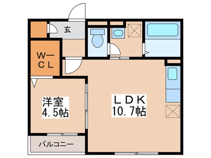 リヴェールハイツ(1LDK/2階)の間取り写真