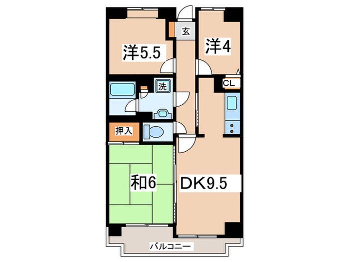 新横浜ガーデンコートAサイド(3DK/2階)の間取り写真